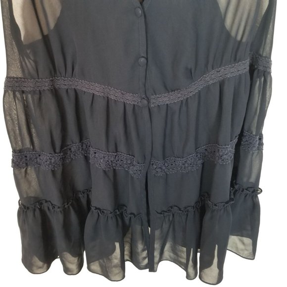 Torrid Womens 2X Navy Blue Sheer Sleeveless Button - Picture 3 of 6